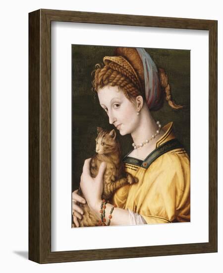 Lady with a Cat, C.1525-30-Francesco Ubertini, Il Bacchiacca-Framed Giclee Print