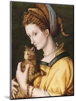 Lady with a Cat, C.1525-30-Francesco Ubertini, Il Bacchiacca-Mounted Giclee Print