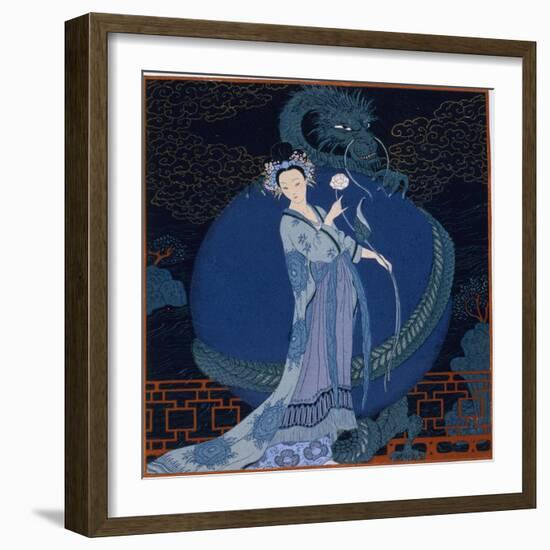 Lady With a Dragon-Georges Barbier-Framed Premium Giclee Print