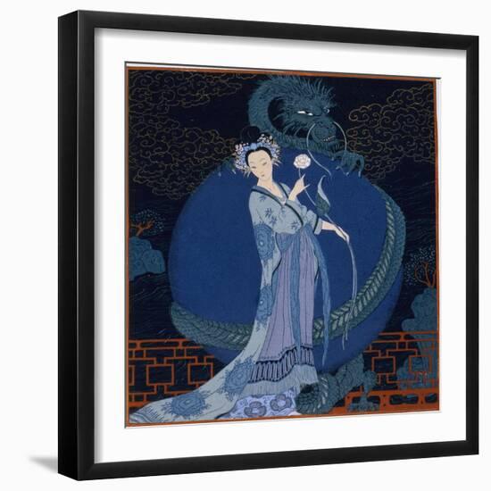 Lady With a Dragon-Georges Barbier-Framed Premium Giclee Print