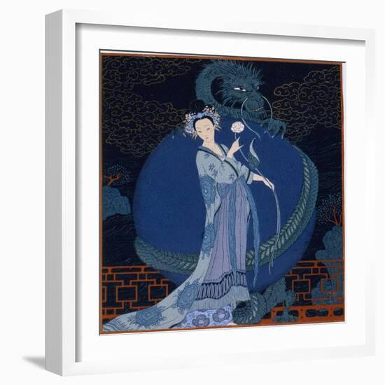 Lady With a Dragon-Georges Barbier-Framed Premium Giclee Print