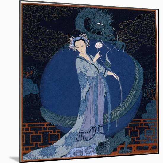 Lady With a Dragon-Georges Barbier-Mounted Premium Giclee Print