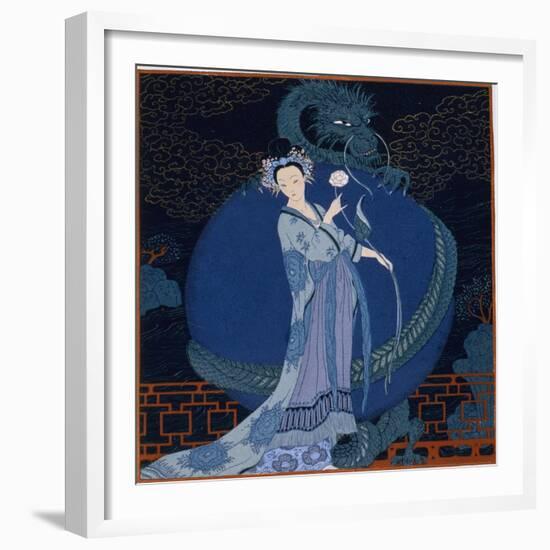 Lady With a Dragon-Georges Barbier-Framed Giclee Print