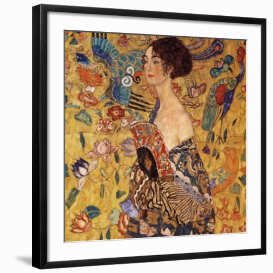 Lady with a Fan-Gustav Klimt-Framed Premium Giclee Print