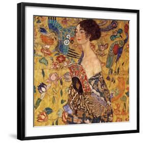 Lady with a Fan-Gustav Klimt-Framed Premium Giclee Print