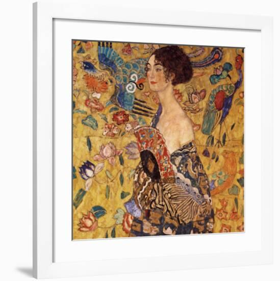 Lady with a Fan-Gustav Klimt-Framed Premium Giclee Print