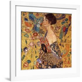 Lady with a Fan-Gustav Klimt-Framed Premium Giclee Print