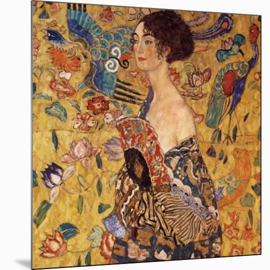 Lady with a Fan-Gustav Klimt-Mounted Premium Giclee Print