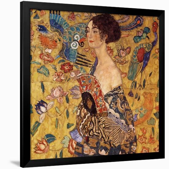 Lady with a Fan-Gustav Klimt-Framed Premium Giclee Print