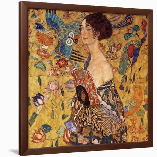 Lady with a Fan-Gustav Klimt-Framed Premium Giclee Print