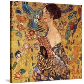 Lady with a Fan-Gustav Klimt-Stretched Canvas