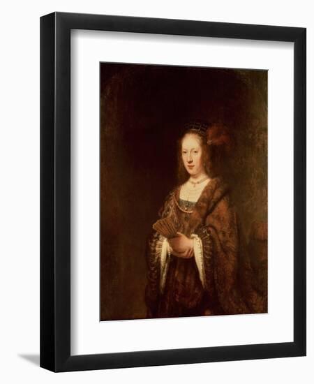 Lady with a Fan-Rembrandt van Rijn-Framed Premium Giclee Print