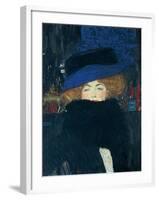 Lady with a Hat and a Feather Boa-Gustav Klimt-Framed Giclee Print