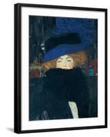 Lady with a Hat and a Feather Boa-Gustav Klimt-Framed Giclee Print