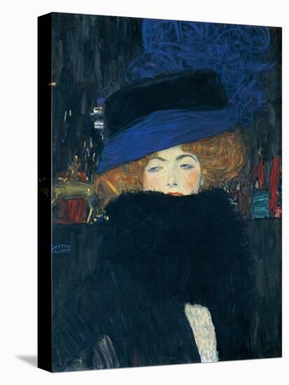 Lady with a Hat and a Feather Boa-Gustav Klimt-Stretched Canvas