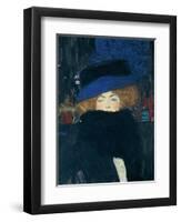 Lady with a Hat and a Feather Boa-Gustav Klimt-Framed Premium Giclee Print