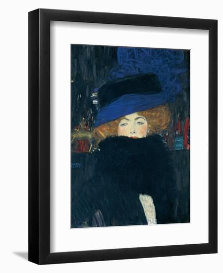 Lady with a Hat and a Feather Boa-Gustav Klimt-Framed Premium Giclee Print