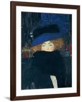 Lady with a Hat and a Feather Boa-Gustav Klimt-Framed Giclee Print