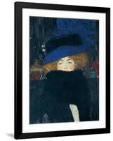 Lady with a Hat and a Feather Boa-Gustav Klimt-Framed Giclee Print