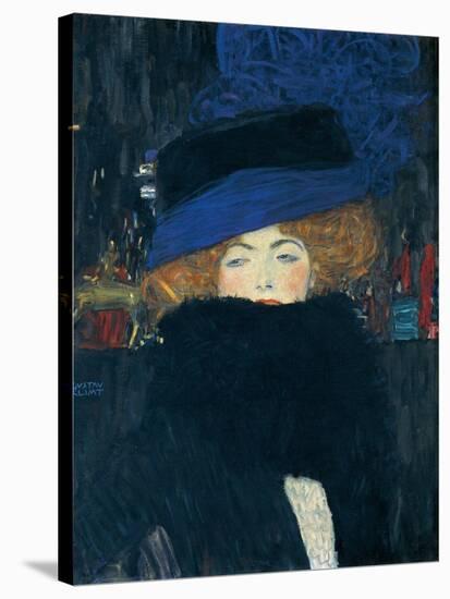 Lady with a Hat and a Feather Boa-Gustav Klimt-Stretched Canvas