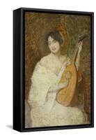 Lady with a Mandolin-Julian Alden Weir-Framed Stretched Canvas