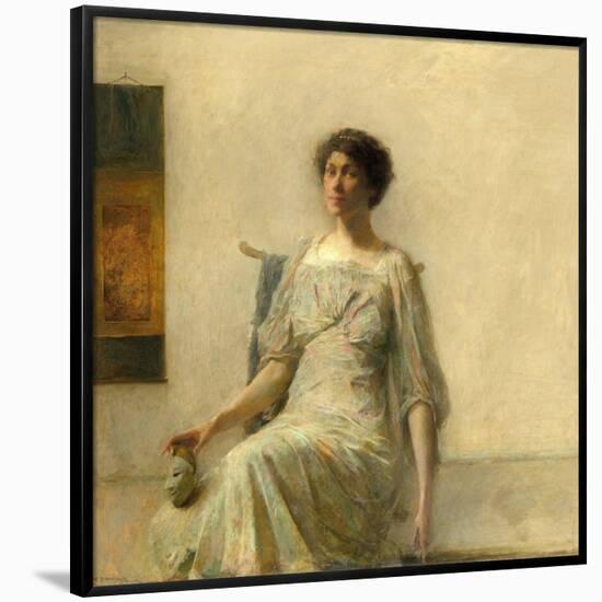 Lady with a Mask. Dated: 1911. Dimensions: overall: 56.2 × 61.3 cm (22 1/8 × 24 1/8 in.) framed...-Thomas Wilmer Dewing-Framed Poster