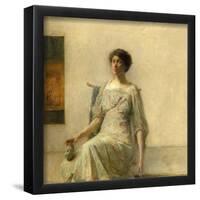 Lady with a Mask. Dated: 1911. Dimensions: overall: 56.2 × 61.3 cm (22 1/8 × 24 1/8 in.) framed...-Thomas Wilmer Dewing-Framed Poster