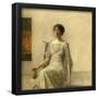 Lady with a Mask. Dated: 1911. Dimensions: overall: 56.2 × 61.3 cm (22 1/8 × 24 1/8 in.) framed...-Thomas Wilmer Dewing-Framed Poster