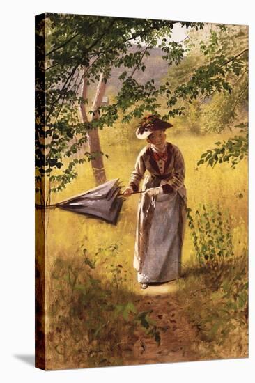 Lady with a Parasol-John George Brown-Stretched Canvas