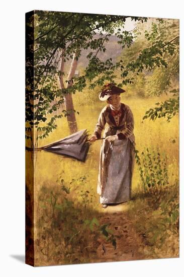 Lady with a Parasol-John George Brown-Stretched Canvas