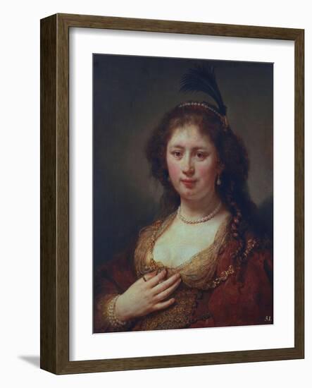 Lady with a Plume, 1636-Govaert Flinck-Framed Giclee Print