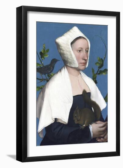 Lady with a Squirrel and a Starling-Hans Holbein the Younger-Framed Giclee Print