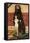 Lady with Bear, Retro-null-Framed Stretched Canvas