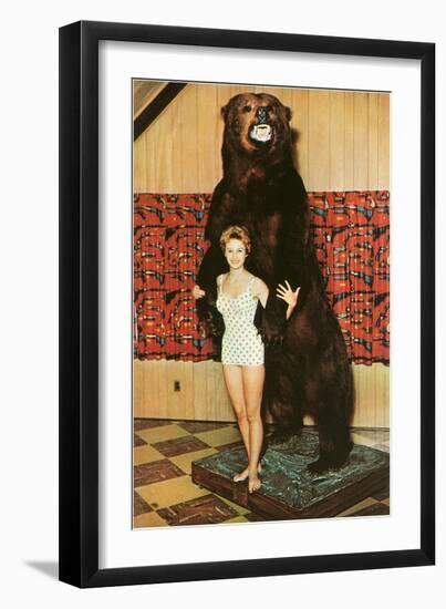 Lady with Bear, Retro-null-Framed Art Print