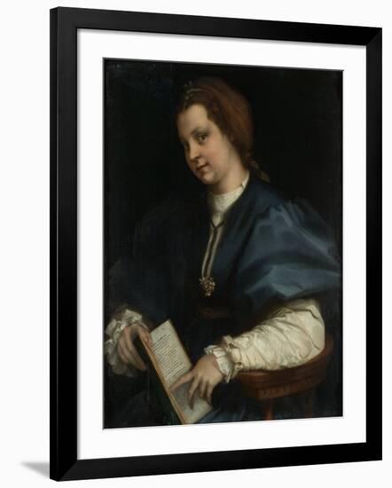 Lady with Book of Verse by Petrarch, c.1515-25-Andrea del Sarto-Framed Giclee Print