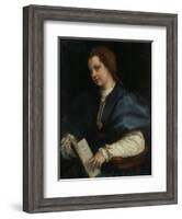 Lady with Book of Verse by Petrarch, c.1515-25-Andrea del Sarto-Framed Giclee Print