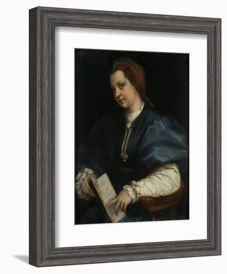 Lady with Book of Verse by Petrarch, c.1515-25-Andrea del Sarto-Framed Giclee Print