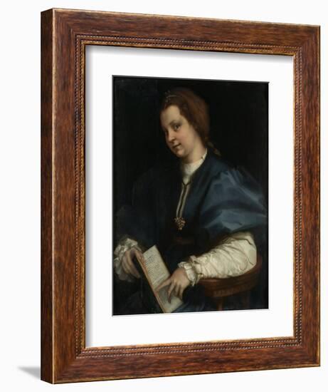 Lady with Book of Verse by Petrarch, c.1515-25-Andrea del Sarto-Framed Giclee Print