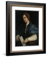 Lady with Book of Verse by Petrarch, c.1515-25-Andrea del Sarto-Framed Giclee Print