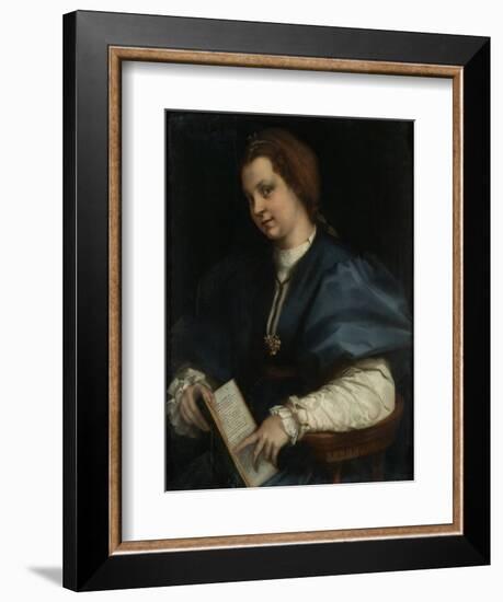 Lady with Book of Verse by Petrarch, c.1515-25-Andrea del Sarto-Framed Giclee Print