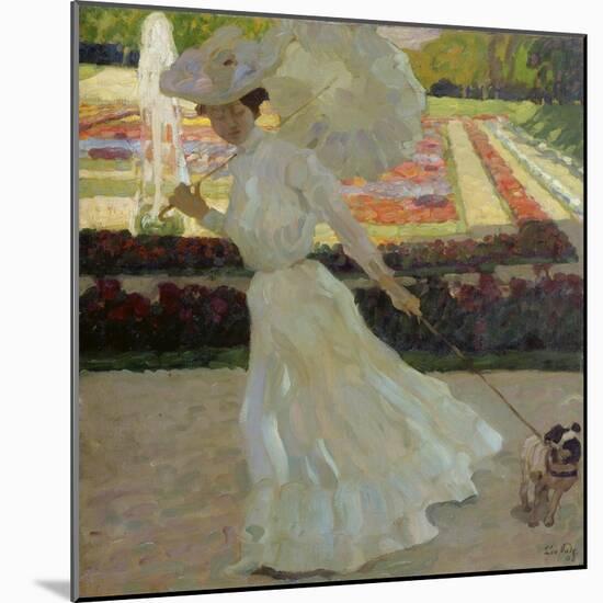 Lady with Dog in the Park of Schleissheim, 1903-Leo Putz-Mounted Giclee Print