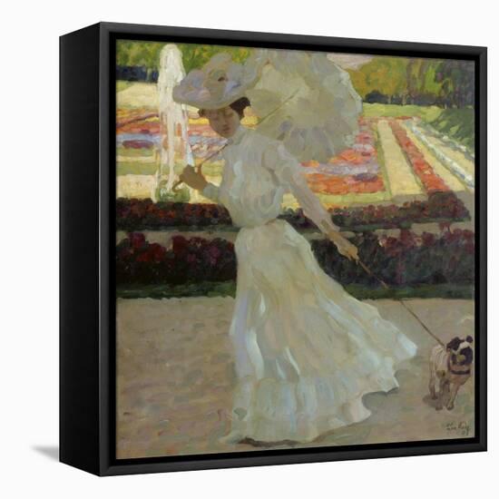 Lady with Dog in the Park of Schleissheim, 1903-Leo Putz-Framed Stretched Canvas