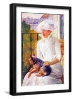 Lady with Dog-Mary Cassatt-Framed Art Print