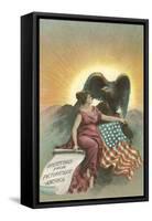 Lady with Eagle at Sunrise-null-Framed Stretched Canvas