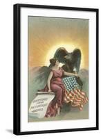 Lady with Eagle at Sunrise-null-Framed Art Print