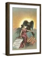 Lady with Eagle at Sunrise-null-Framed Art Print