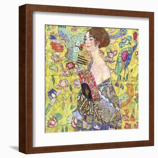 Lady with Fan-Gustav Klimt-Framed Art Print