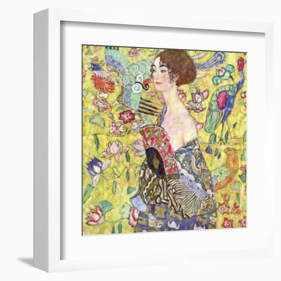 Lady with Fan-Gustav Klimt-Framed Art Print