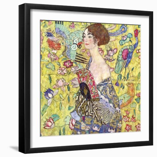 Lady with Fan-Gustav Klimt-Framed Art Print