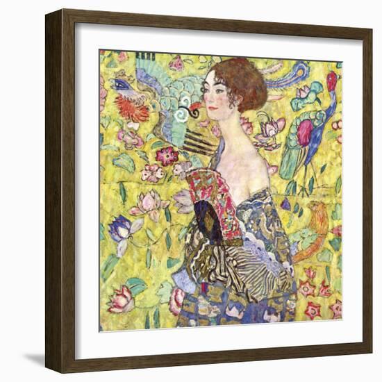 Lady with Fan-Gustav Klimt-Framed Art Print